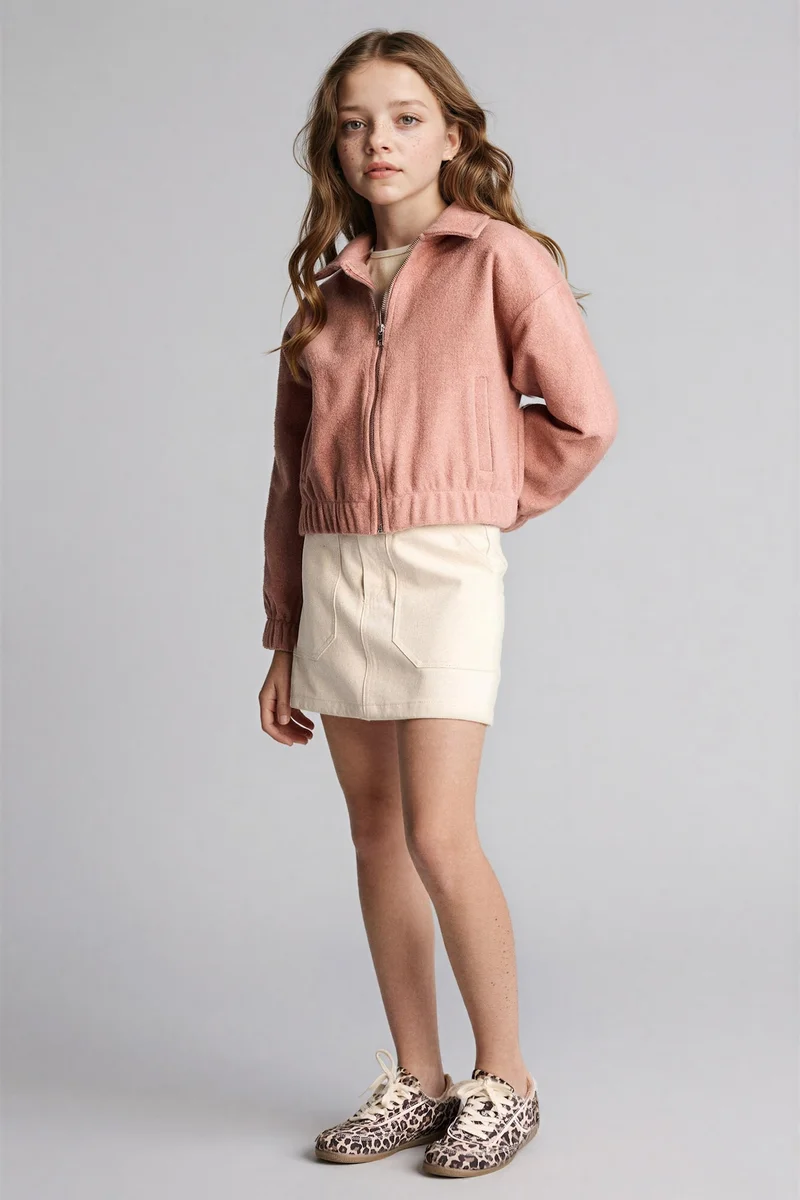 Defacto Regular Fit Zip Polo Collar Wool Jacket