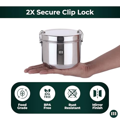 MARU Steel Tiffin Box for School/Office 1100ml, Airtight Lunch Containers with Compartments & Small Partiton Plate, Easy to Carry & Clean, Perfect for Men, Women & Kids for Daily Use & Multipurpose - Image 4