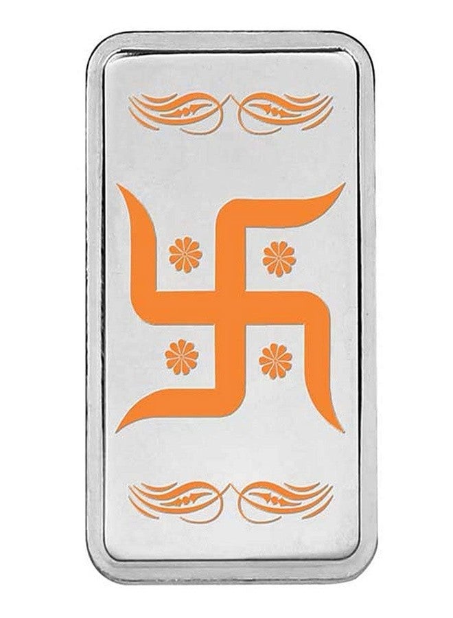 Kundan 20g (999.9) Swastik Silver Colour Bar - Image 1