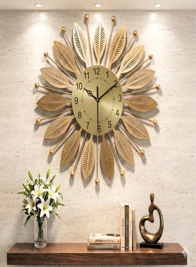 RIOH Decor Big Size Wall Clock 60 CM Gold, Large Metal Decorative Silent Wall Clock for Living Room, Office, Bedroom, Hall & Home Decor - Image 2