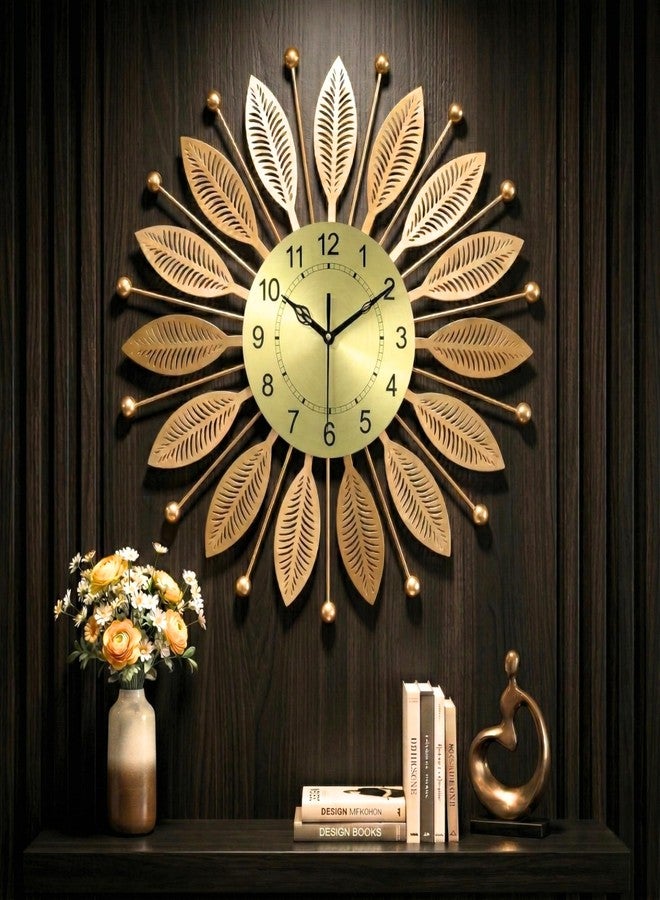RIOH Decor Big Size Wall Clock 60 CM Gold, Large Metal Decorative Silent Wall Clock for Living Room, Office, Bedroom, Hall & Home Decor - Image 1