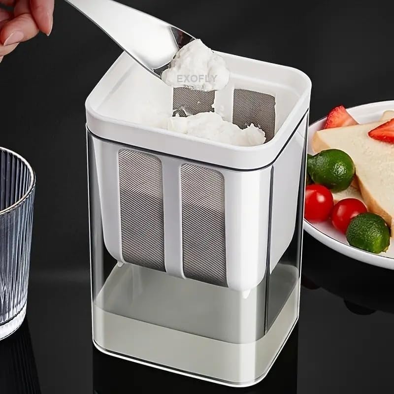EXOFLY Greek Yogurt Maker Strainer1100ml Fine Mesh Strainer with LidMultifunctional Yogurt Filter Curd Maker for Home Homemade Yogurt Cheese Thick Greek Yogurt Soybean Milk Paneer - Image 3