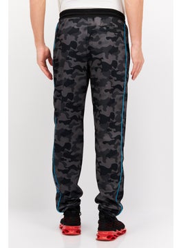 CROSSHATCH Men Drawstring Camouflage Jogger Pants, Black  - Image 3