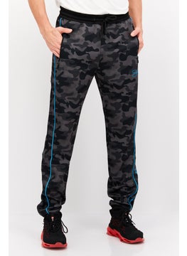 CROSSHATCH Men Drawstring Camouflage Jogger Pants, Black  - Image 1