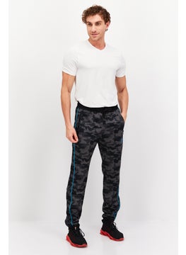 CROSSHATCH Men Drawstring Camouflage Jogger Pants, Black  - Image 4