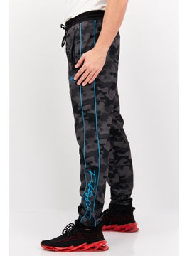 CROSSHATCH Men Drawstring Camouflage Jogger Pants, Black  - Image 2