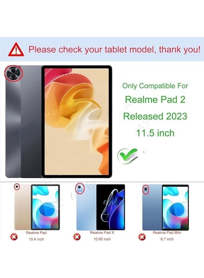 Wireless Keyboard Compatible with Realme Pad 2 11.5 inch Released 2023 With Mouse Detachable Magnet Stand Folio Leather Case - Image 2