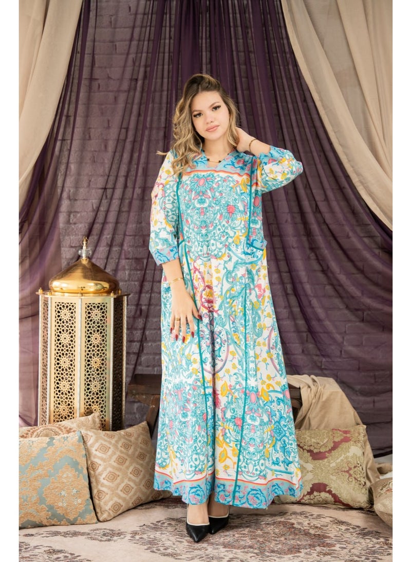 افندينا  جلابية  الام والبنت راقية بقصة واسعة ونقشة مميزة لأسلوب متفرّدSM -43 - Image 2