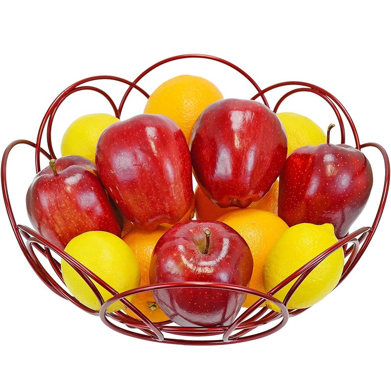 FEELING MALL FEELIG MALL Metal Fruit Basket Kitchen Countertop Fruit Bowl Vegetable Holder Decorative Stand for Bread Snacks Households Items Storage Black - Image 1