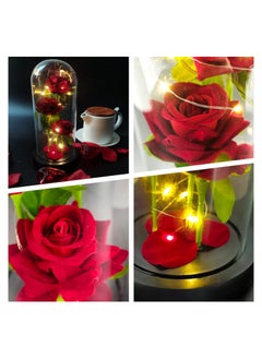 KASTWAVE flowers Glass Rose Gift for Her Artificial Flower Rose Gift with LED Clear Glass Dome Decorations Mothers Day Anniversary Birthday Gifts for Women  - Image 4