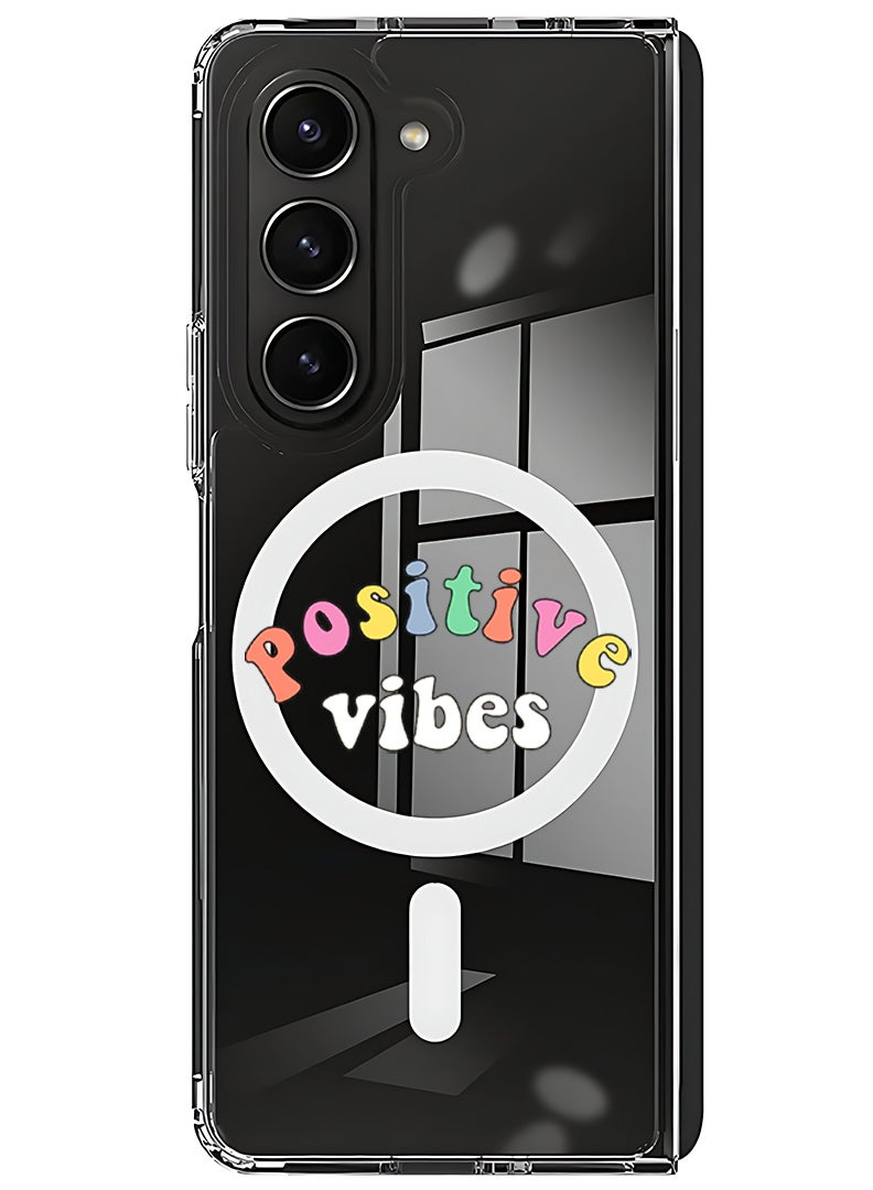 Theodor Magnetic Case for Samsung Galaxy Z Fold 6 Compatible with MagSafe Wireless Charging, Shockproof Phone Bumper Cover Positive Vibes - Image 1