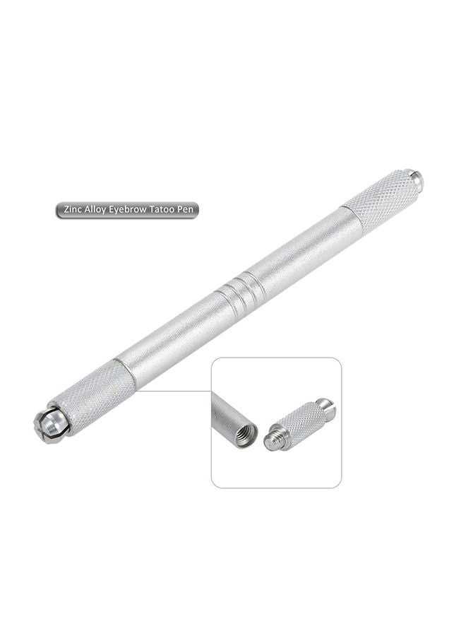 NIBEMINENT Dual-Head Eyebrow Makeup Tattoo Pen Silver - Image 2