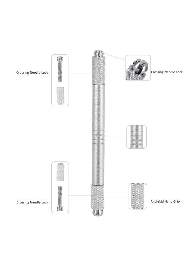 NIBEMINENT Dual-Head Eyebrow Makeup Tattoo Pen Silver - Image 3