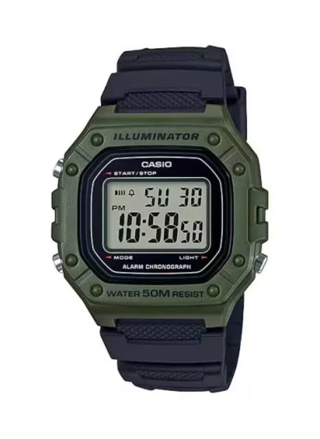 كاسيو Men's Digital Display Watch With Black Resin Strap - W-218H-3A