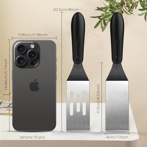volikos Small Spatula 2 Pieces, Mini Serving Spatula for Kitchen Use, Metal Spatula for Serving and Turning, Ideal for Pancakes, Brownies, Desserts, Cookie, Eggs or Small Pan - Image 4