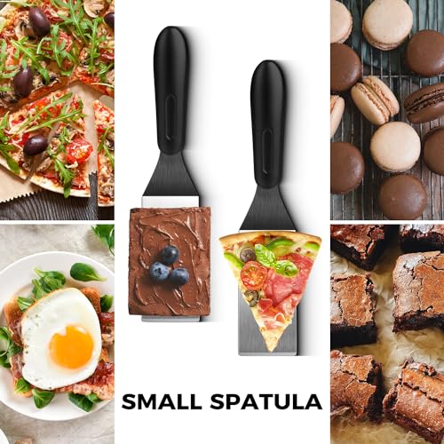 volikos Small Spatula 2 Pieces, Mini Serving Spatula for Kitchen Use, Metal Spatula for Serving and Turning, Ideal for Pancakes, Brownies, Desserts, Cookie, Eggs or Small Pan - Image 3