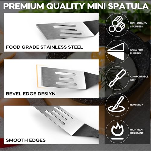volikos Small Spatula 2 Pieces, Mini Serving Spatula for Kitchen Use, Metal Spatula for Serving and Turning, Ideal for Pancakes, Brownies, Desserts, Cookie, Eggs or Small Pan - Image 2