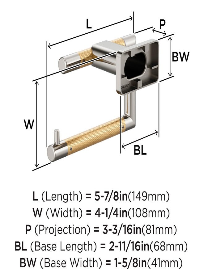 Amerock Esquire Polished Nickel/Champagne Bronze Single Post Tissue Holder, BH26617PNCZ - Image 3