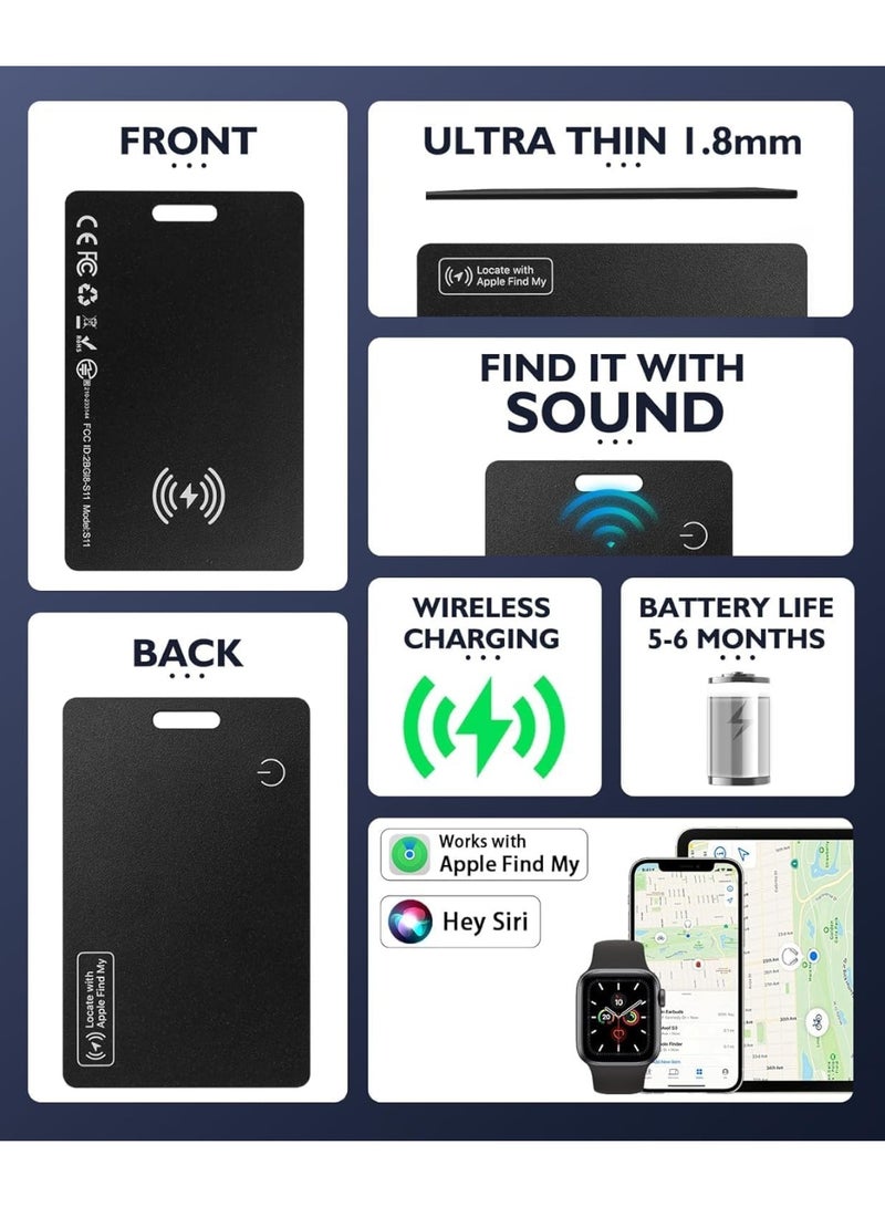Wallet Tracker Card, Thin Bluetooth Tracker, Works with Apple Find My (iOS Only), Rechargeable, Wallet Finder and Item Locator for Wallet, Luggage Tags and More(1 pcs - Image 3