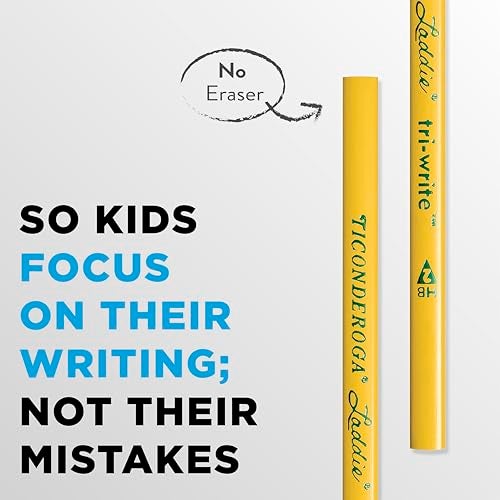 Ticonderoga Laddie Tri-Write Pencils, Wood-Cased #2 HB Soft, Intermediate Size Triangular without Eraser, Yellow, 36-Pack (13044) - Image 4