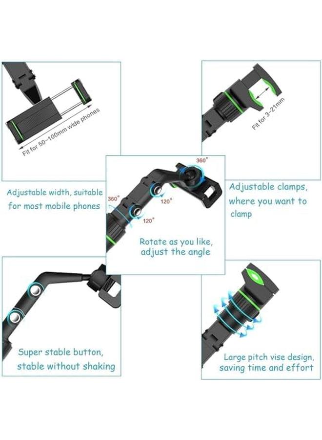 erorex Multifunctional Rearview Mirror Phone Holder 360 Degree Rotatable Universal Adjustable Smartphone Cradle Car Rearview Mirror Mount Phone And Gps Holder Compatible With All Cell Phones Green  - Image 3