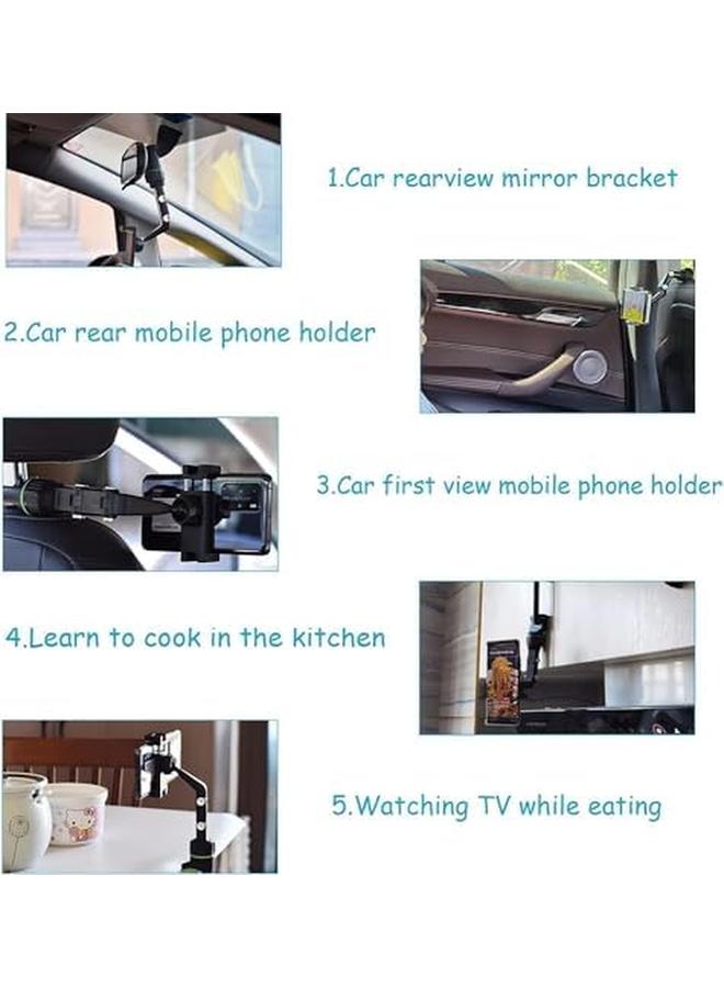 erorex Multifunctional Rearview Mirror Phone Holder 360 Degree Rotatable Universal Adjustable Smartphone Cradle Car Rearview Mirror Mount Phone And Gps Holder Compatible With All Cell Phones Green  - Image 4