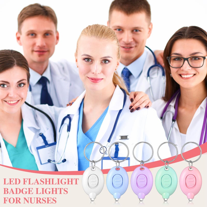 VIHOSE 100 Pcs Pastel Small LED Keychain Flashlight Bulk Badge Lights for Nurses White Light Mini Portable Bright Keychain Flashlight Party Favors Gift for Outdoor Camping Hiking, 5 Colors (Morandi) - Image 5