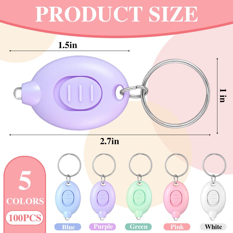VIHOSE 100 Pcs Pastel Small LED Keychain Flashlight Bulk Badge Lights for Nurses White Light Mini Portable Bright Keychain Flashlight Party Favors Gift for Outdoor Camping Hiking, 5 Colors (Morandi) - Image 2