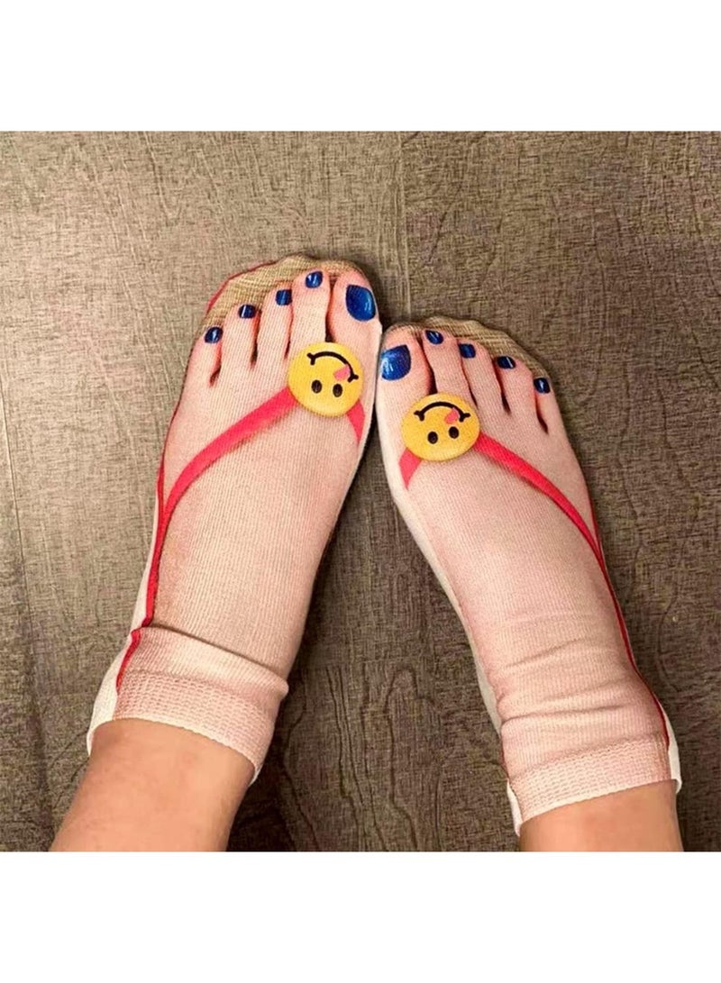 4 Pairs of 3D Printed Flip-Flop Pattern Socks  - Image 2