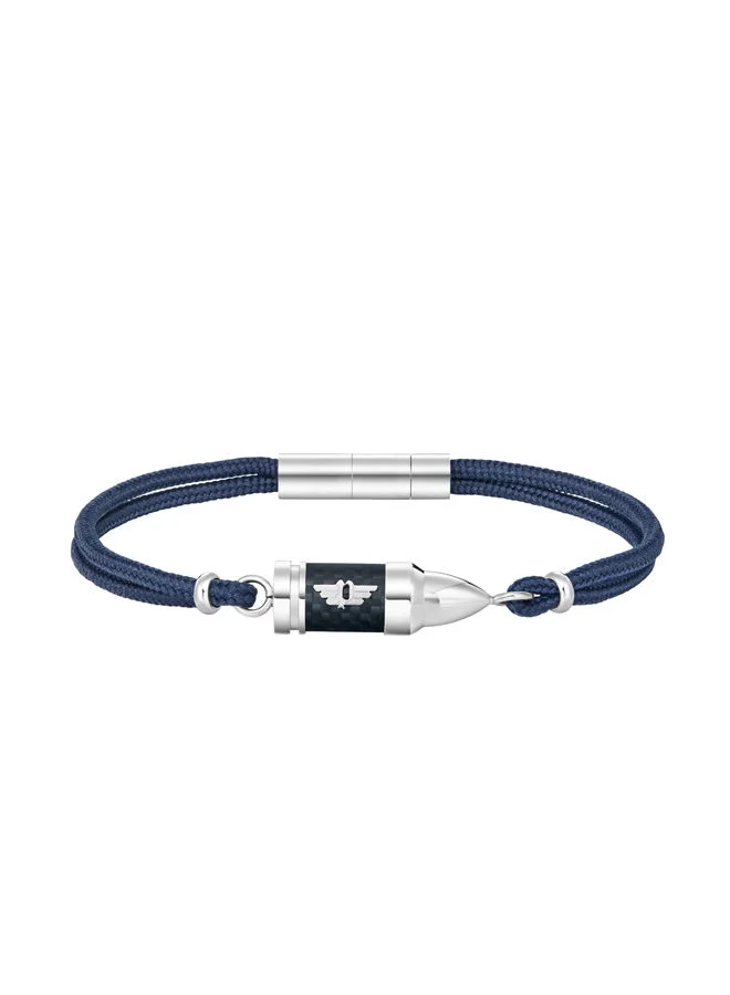 POLICE Showpiece Bracelet for Men Stainless Steel with Black carbon Fibre and Blue CordPEAGB0005607