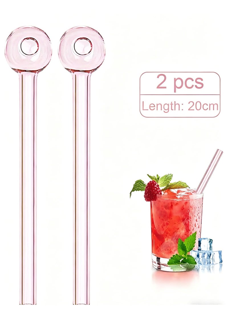 Risen 2Pcs Pink Straws Pipe Tubes, Suitable for Juice, Drink, Coffee, Milk Tea Stirring, Essential, For Home, Outdoor and Camping - Image 1