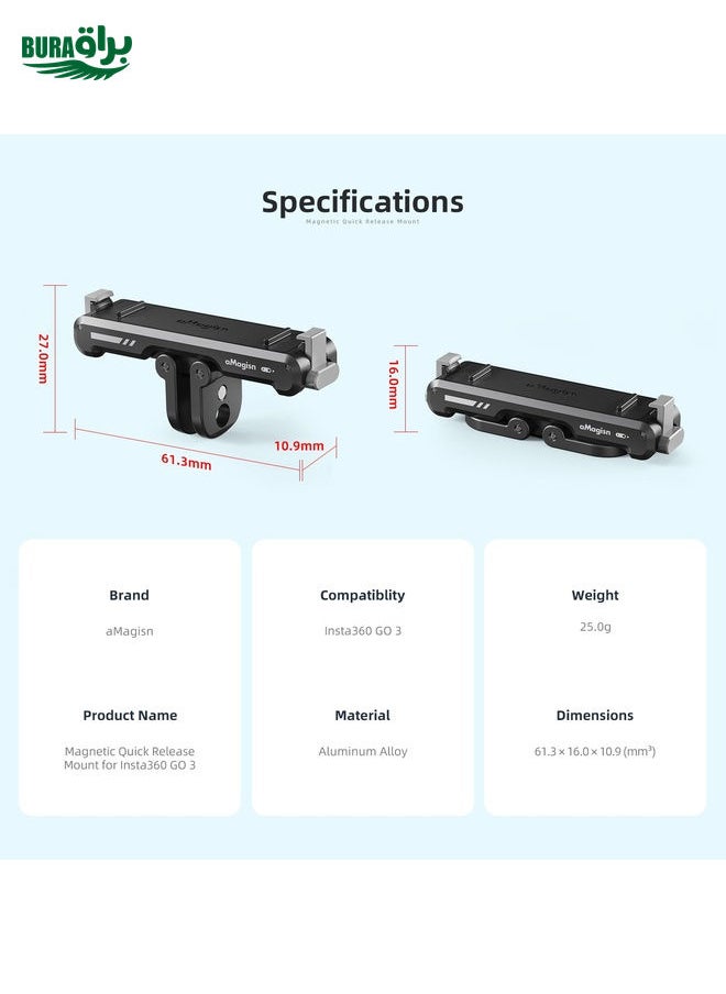 For Insta360 GO 3 / 3S aMagisn Magnetic Fast Disassembly Bottom Seat Bracket Sports Camera Accessories