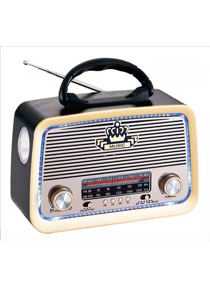 micro speed Radio FM - AM - SW Gold/Brown/Black Bluetooth Portable Audio TF Card  USB Flash disk Aux playback  - Image 1