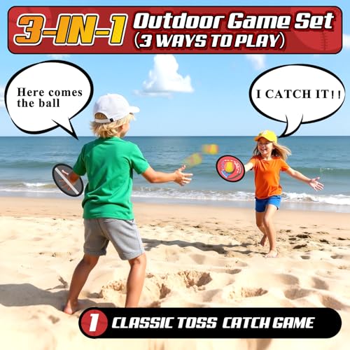 Tozuoup 3in1 Toss Catch Ball Game Set Kids Toddler Baseball Glove Beach Games Outdoor Yard Lawn Toys for Kids Family Birthday Gifts Toys for 3 4 5 6 7 812 Year Old Boys and Girls - Image 5