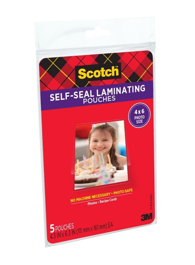 Scotch PL900G Self-Sealing Laminating Pouches, 9.5 mil, 4 3/8 x 6 3/8, Photo Size, 5/Pack - Image 3