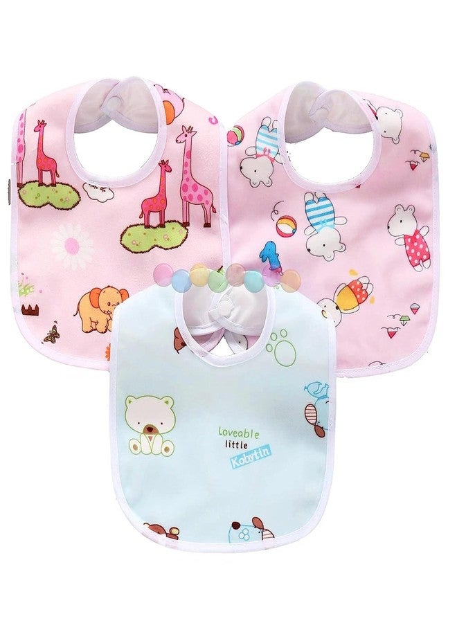 Joy Buzz Waterproof Spill Resistant Baby Feeding Printed Cotton Bibs With Snap Button Closure for 0 to 12 months new born baby/toddler - Pack of 3 (Multicolor 3) - Image 1
