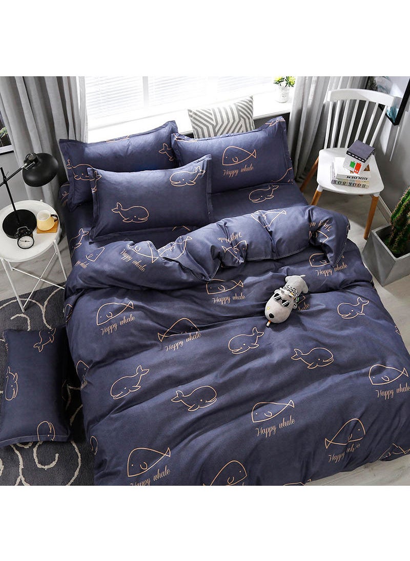 Sharpdo - Sharpdo 4-Pieces Bed Sheet Set Polyester Soft Quilt Cover With 1Quilt Cover 200*230cm 1 Flat Sheet and 2 Pillowcases - Image 1