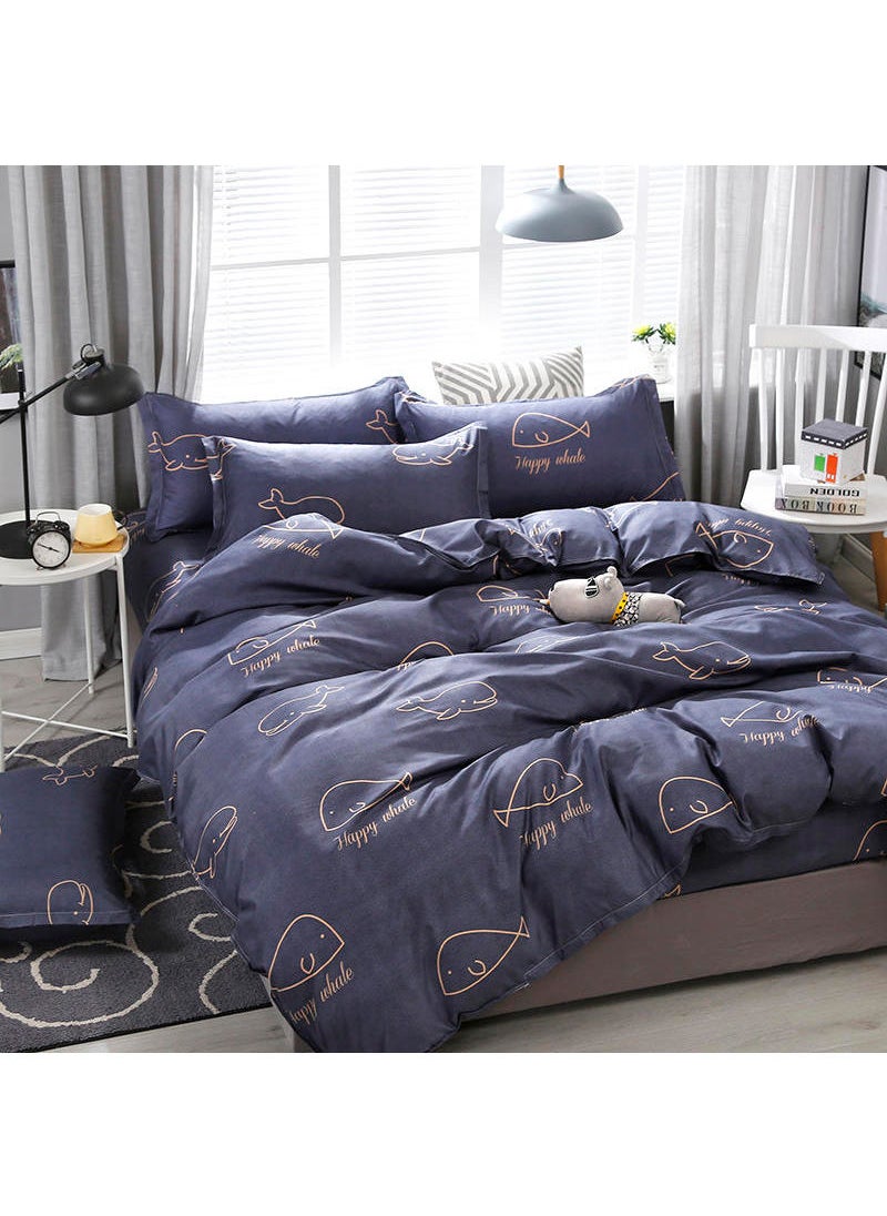 Sharpdo - Sharpdo 4-Pieces Bed Sheet Set Polyester Soft Quilt Cover With 1Quilt Cover 200*230cm 1 Flat Sheet and 2 Pillowcases - Image 1