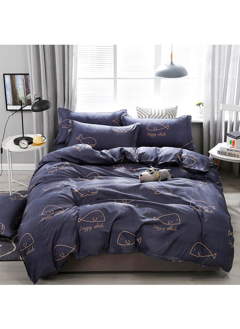 Sharpdo - Sharpdo 4-Pieces Bed Sheet Set Polyester Soft Quilt Cover With 1Quilt Cover 200*230cm 1 Flat Sheet and 2 Pillowcases - Image 1