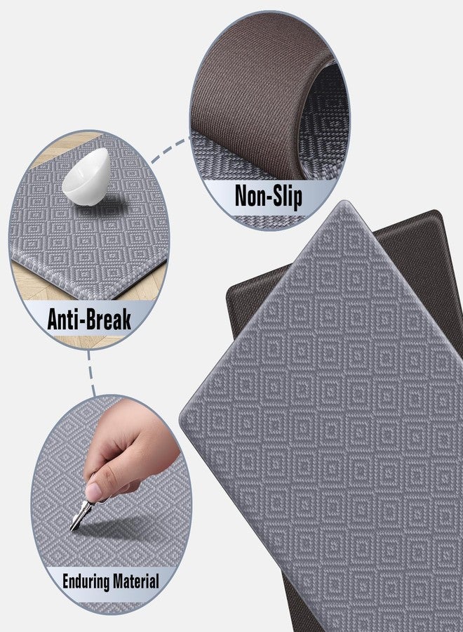 Mattitude Kitchen Mat 2PCS Kitchen Rugs Cushioned Anti-Fatigue Rug Waterproof Standing Desk Mat Kitchen Mats for Floor Kitchen Rug Set for Kitchen, Sink, Office 17.3"×30"+17.3"×47" Light Grey - Image 4