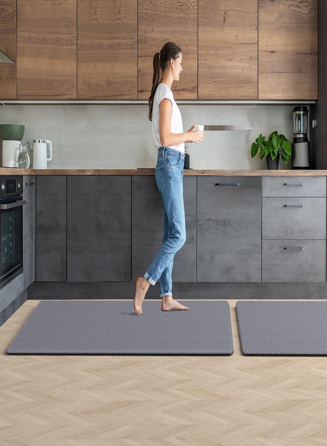 Mattitude Kitchen Mat 2PCS Kitchen Rugs Cushioned Anti-Fatigue Rug Waterproof Standing Desk Mat Kitchen Mats for Floor Kitchen Rug Set for Kitchen, Sink, Office 17.3"×30"+17.3"×47" Light Grey - Image 5