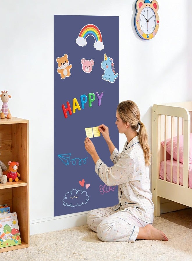 TPCSCH 47.2" x 17.5" Large Magnetic Wall Decal Dusty Blue Self-Adhesive Magnet Chalkboard Wallpaper with Bonus Magnet Letters and Colorful Liquid Chalks for Home Playroom Classroom Magnetic Wall Sticker - Image 4