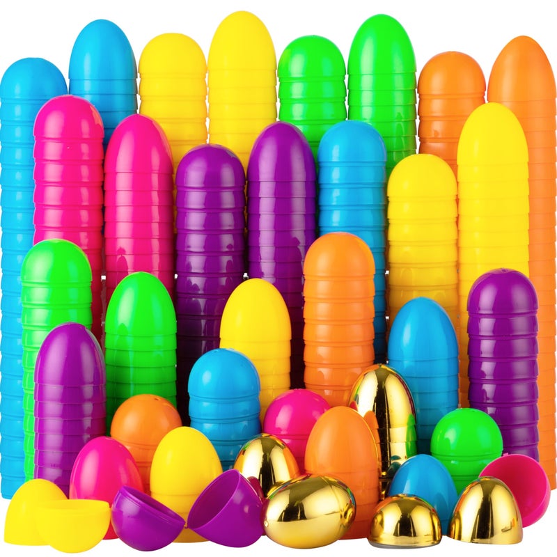 JOYIN 1000PCS Easter Eggs Plastic 23 994PCS Colorful with 6PCS Golden Eggs Bulk Empty Fillable for Easter Hunt Party Favor Basket Stuffers Filler Classroom Prize Supplies Decor - Image 2