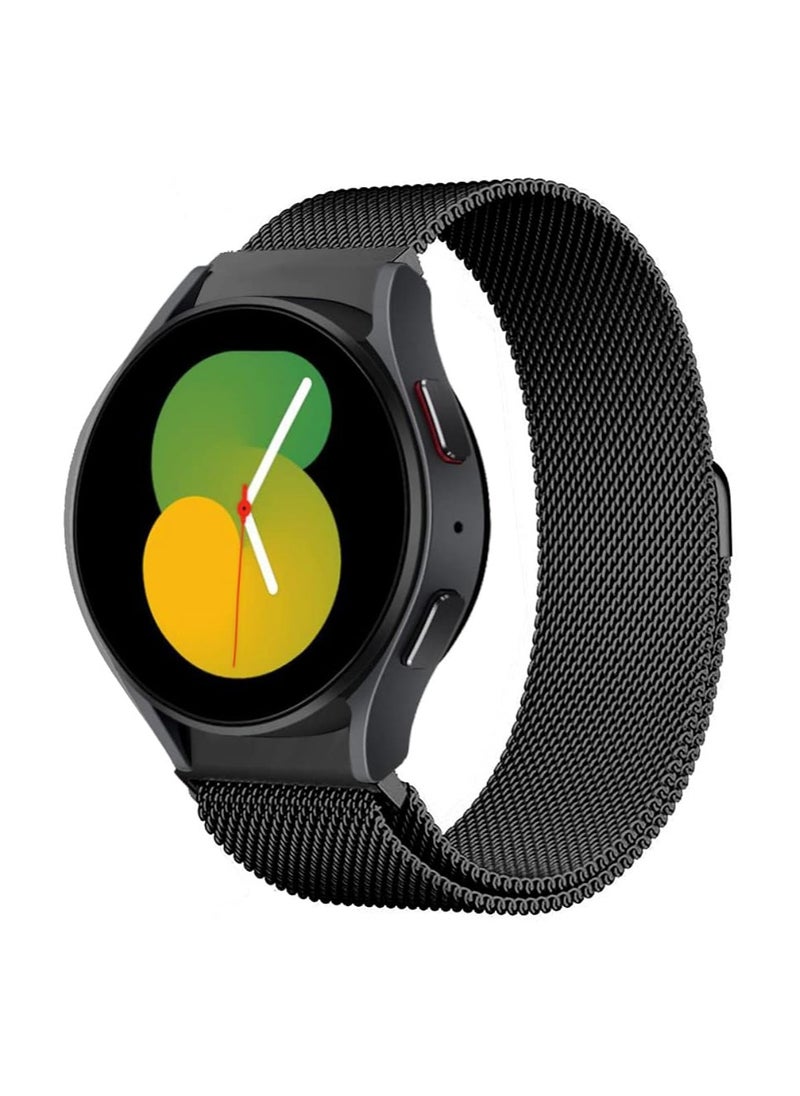 Generic - ELMO3EZZ Magnetic Milanese Metal Mesh Stainless Steel Strap for Samsung Galaxy Watch 4 (Black) - Image 1