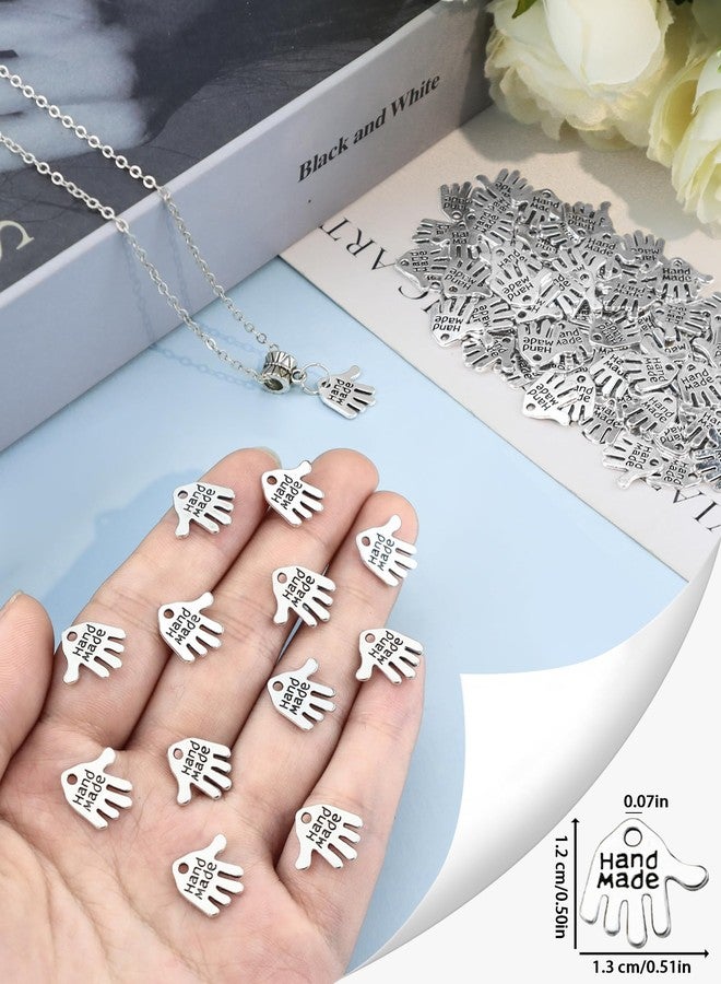 JIALEEY 100PCS Hand Shaped Charms Hand Made Tag Signs Charms Carved Silver Tone for Fashionable Jewelry Making Charms Findings Crafting Sewing - Image 3
