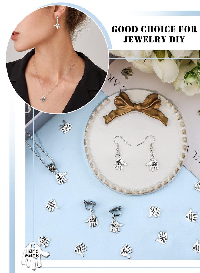 JIALEEY 100PCS Hand Shaped Charms Hand Made Tag Signs Charms Carved Silver Tone for Fashionable Jewelry Making Charms Findings Crafting Sewing - Image 4