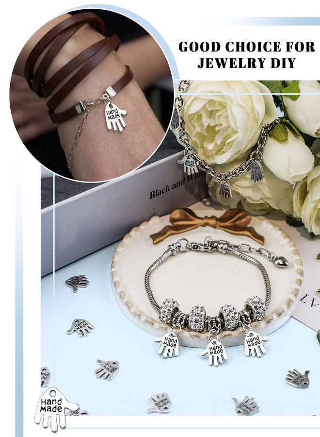 JIALEEY 100PCS Hand Shaped Charms Hand Made Tag Signs Charms Carved Silver Tone for Fashionable Jewelry Making Charms Findings Crafting Sewing - Image 5