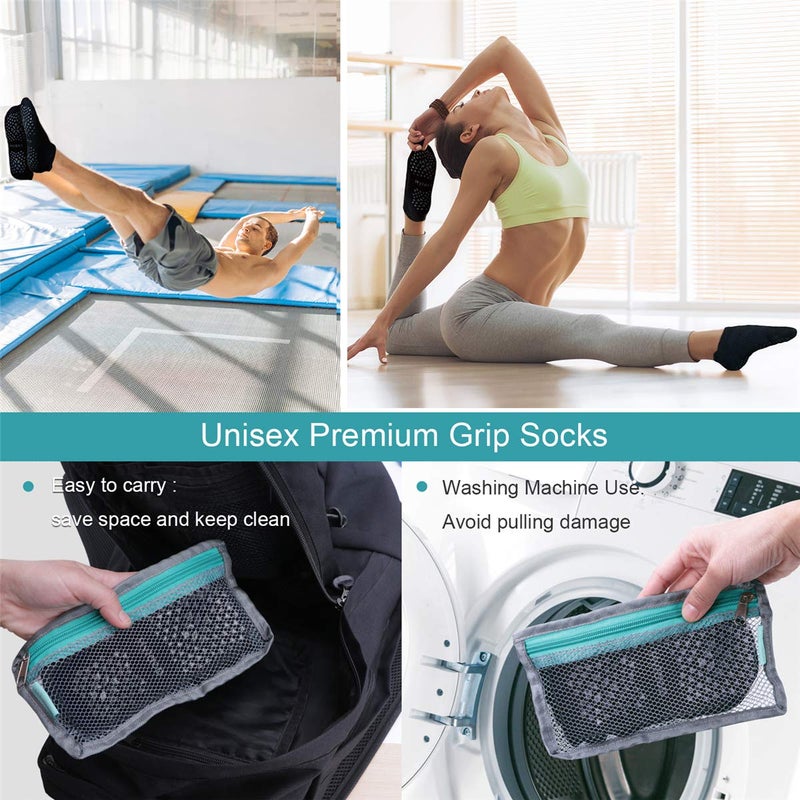 Hylaea No Slip Socks for Yoga Pilates Barre Hospital, Grip Slipper Socks for Pilates, Home, Kickboxing | No Slide, Multi Pack Large X-Large - Image 5