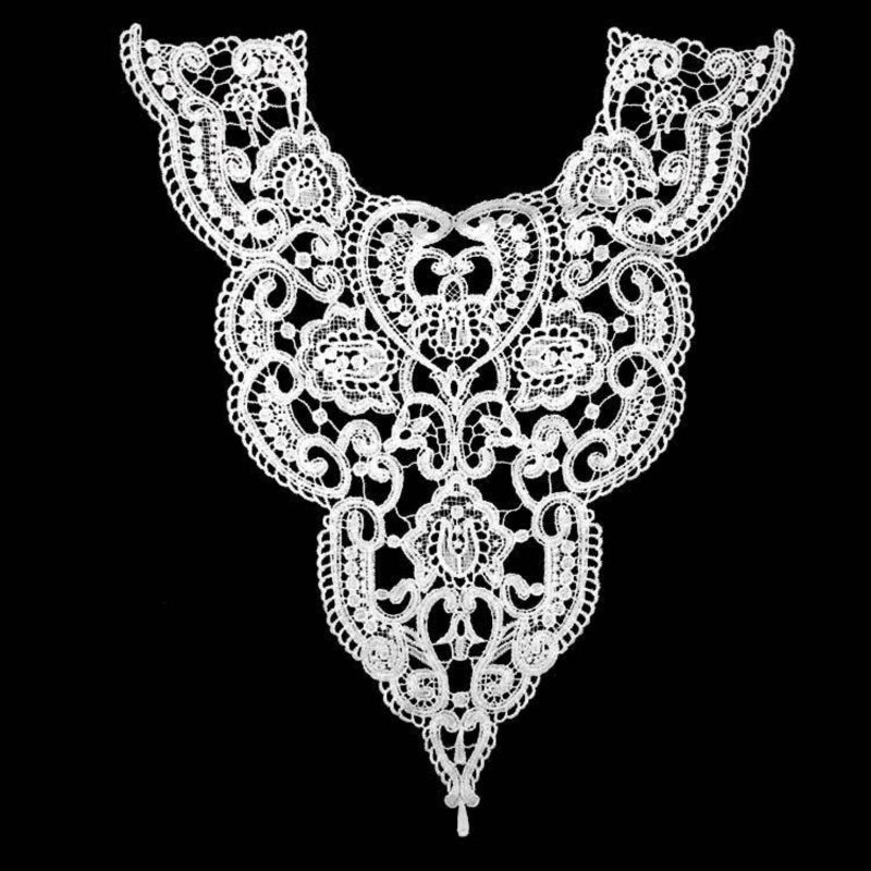 Detachable Collar Beige Milk Silk Embroidered Floral Applique - Easy To Attach Remove Stylish Collar for Office Wear, Date Outfits, Everyday Style - Image 5