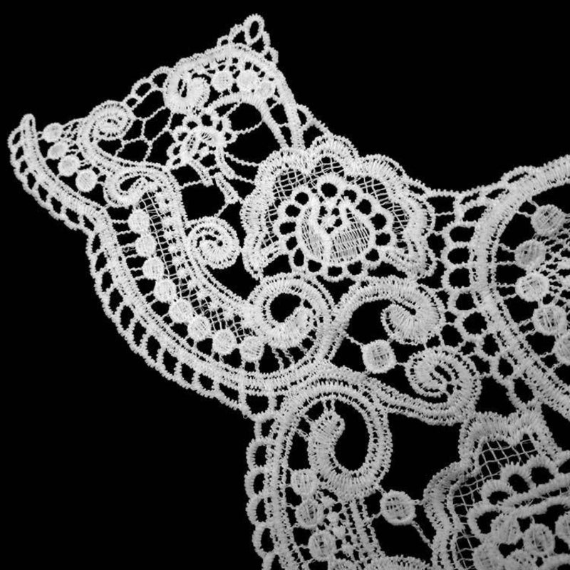 Detachable Collar Beige Milk Silk Embroidered Floral Applique - Easy To Attach Remove Stylish Collar for Office Wear, Date Outfits, Everyday Style - Image 2